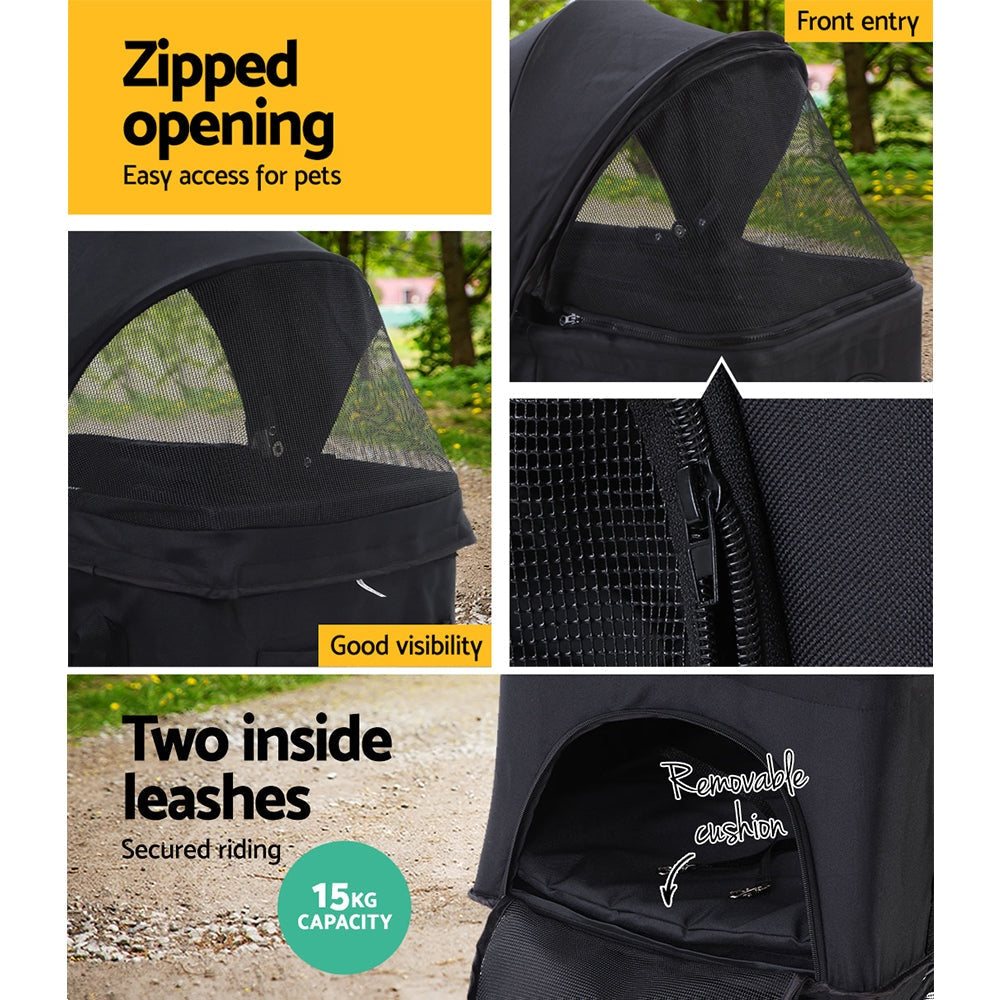 Pet Stroller Dog Carrier Foldable Pram 3 IN 1 Middle Size Black Supplies Fast shipping On sale