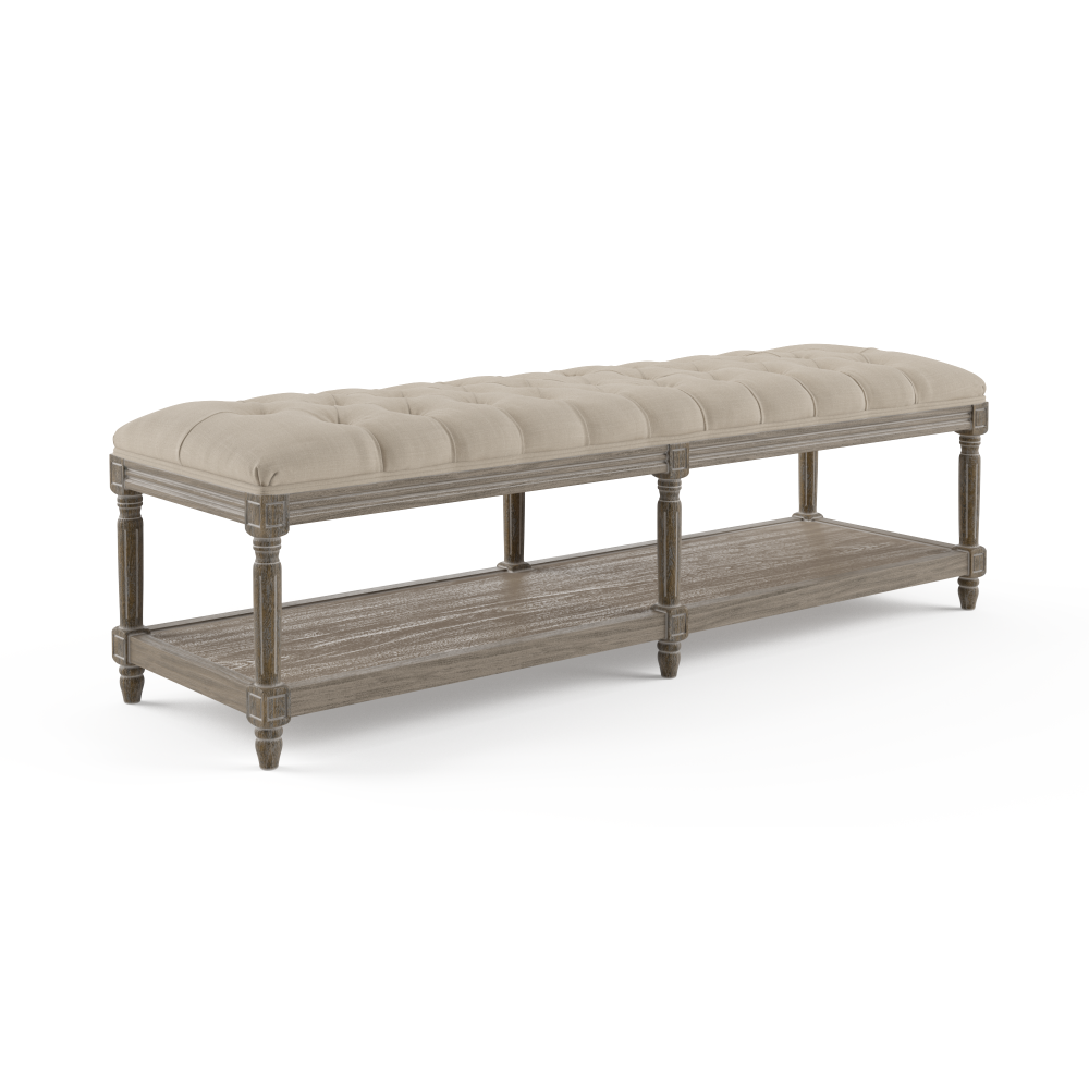 Petite Fleur Foot Stool Ottoman Bench French Beige Fast shipping On sale