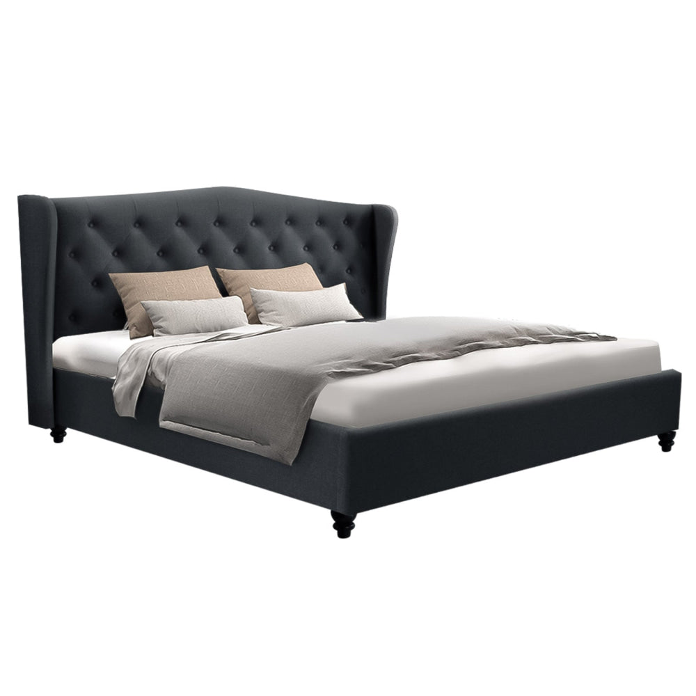 Pier Bed Frame Fabric - Charcoal King Fast shipping On sale