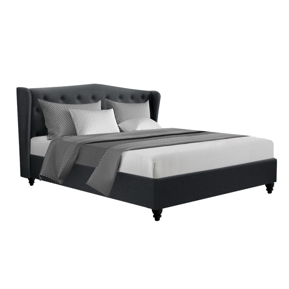 Pier Bed Frame Fabric - Charcoal King Fast shipping On sale