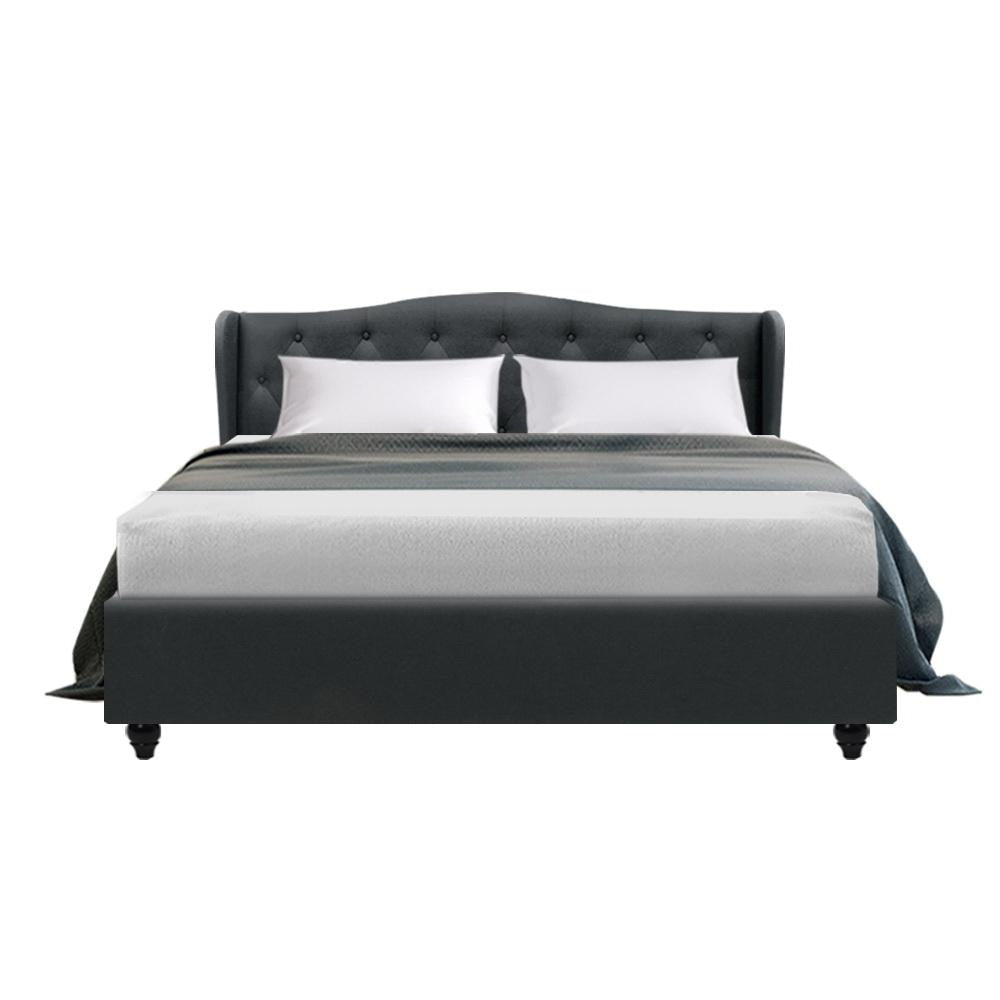 Pier Bed Frame Fabric - Charcoal Queen Fast shipping On sale
