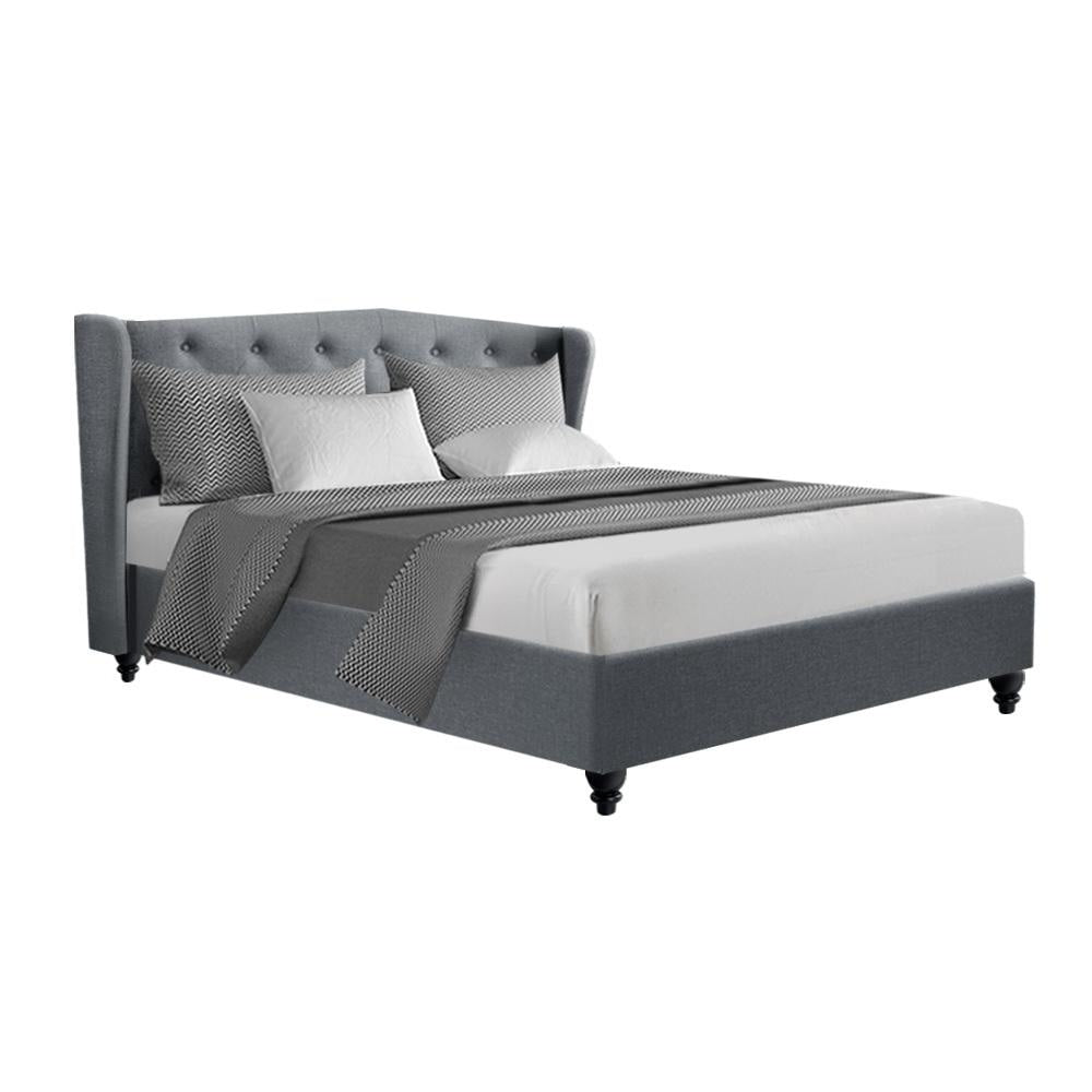 Pier Bed Frame Fabric - Grey Queen Fast shipping On sale