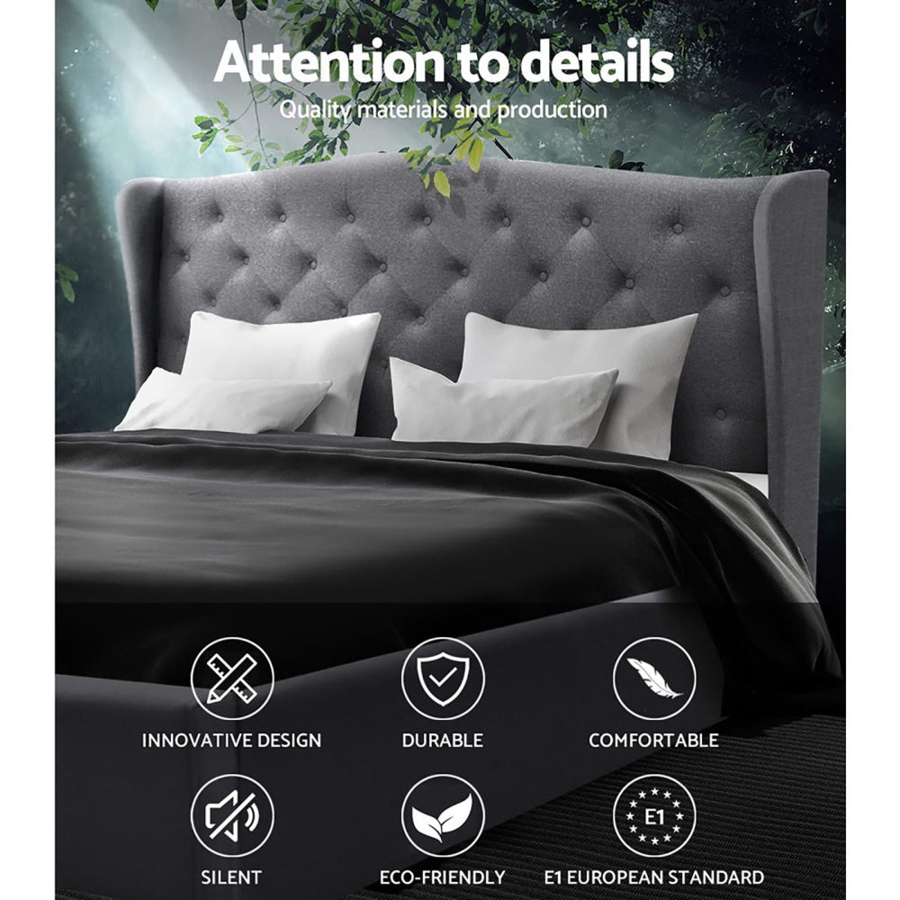 Pier Bed Frame Fabric - Grey Queen Fast shipping On sale