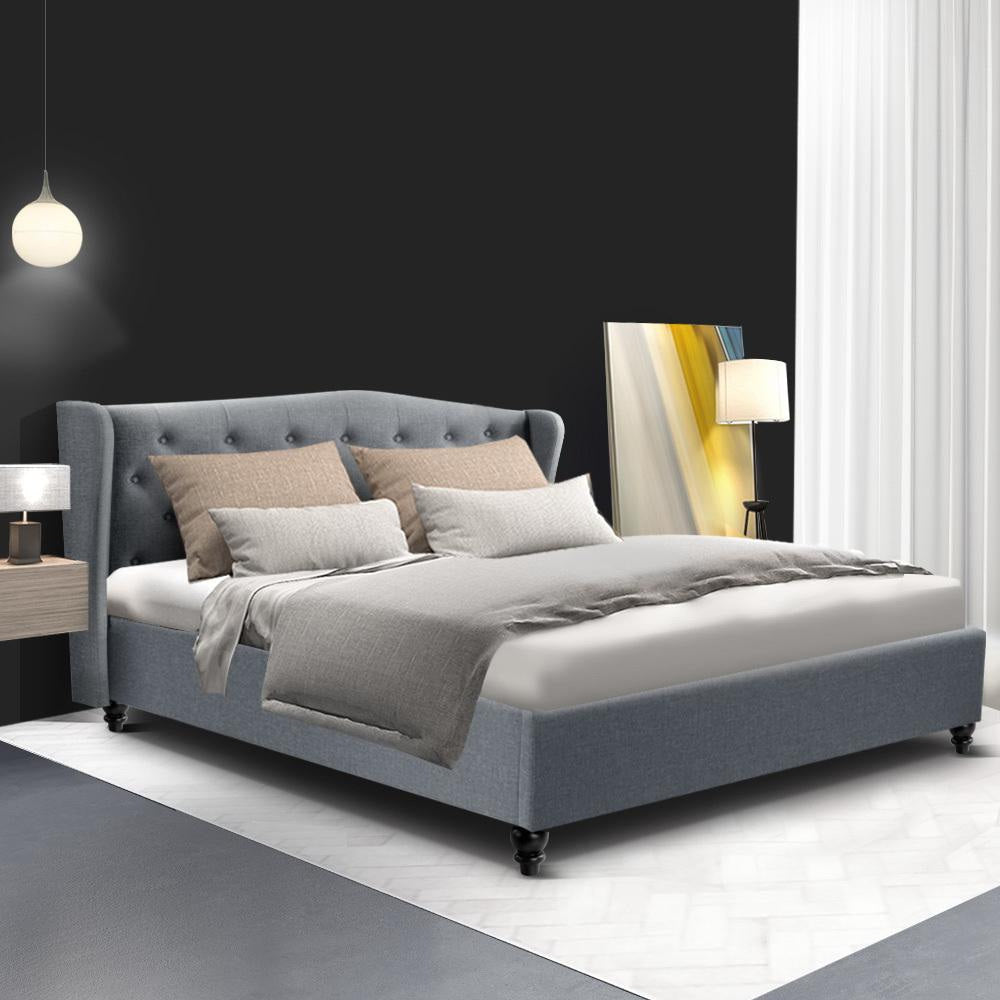 Pier Bed Frame Fabric - Grey Queen Fast shipping On sale