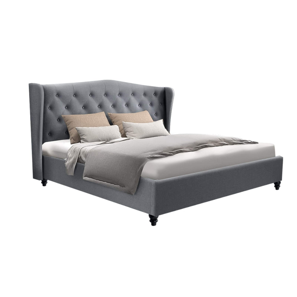 Pier Bed Frame Fabric - Grey Queen Fast shipping On sale