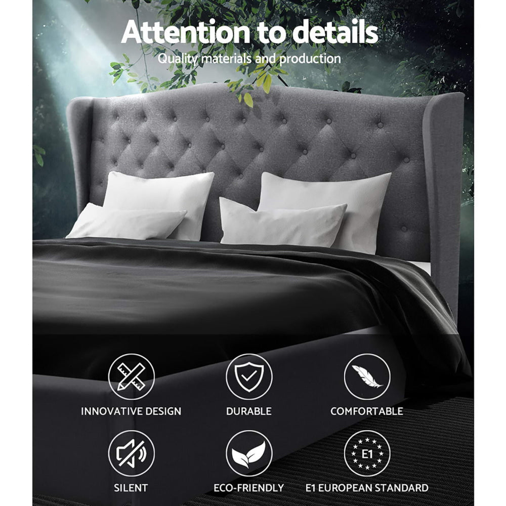 Pier Fabric French Provincial Bed Frame W/ Headboard King Size Grey Fast shipping On sale