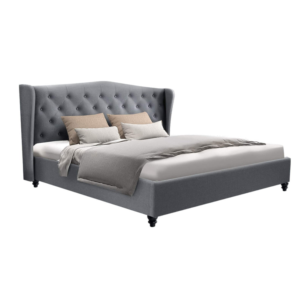Pier Fabric French Provincial Bed Frame W/ Headboard King Size Grey Fast shipping On sale