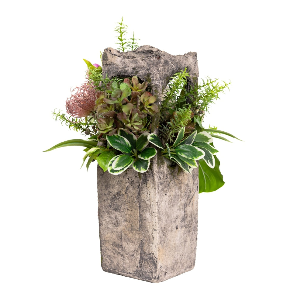 Pink Lily 52cm Artificial Faux Plant Flower Decorative Arrangement In Concrete Pot Fast shipping On sale