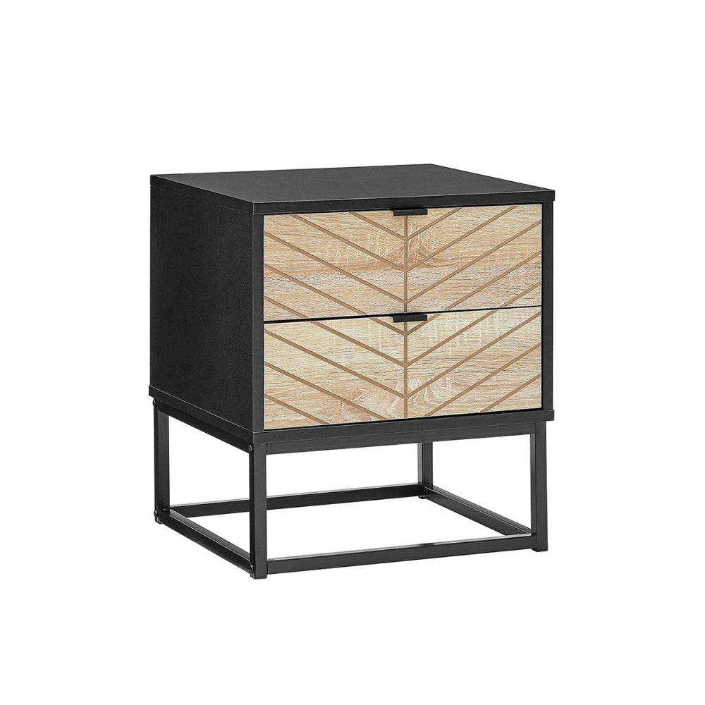 Pizzola 2 Drawer Night Stand Bedside Table Black/Oak Fast shipping On sale