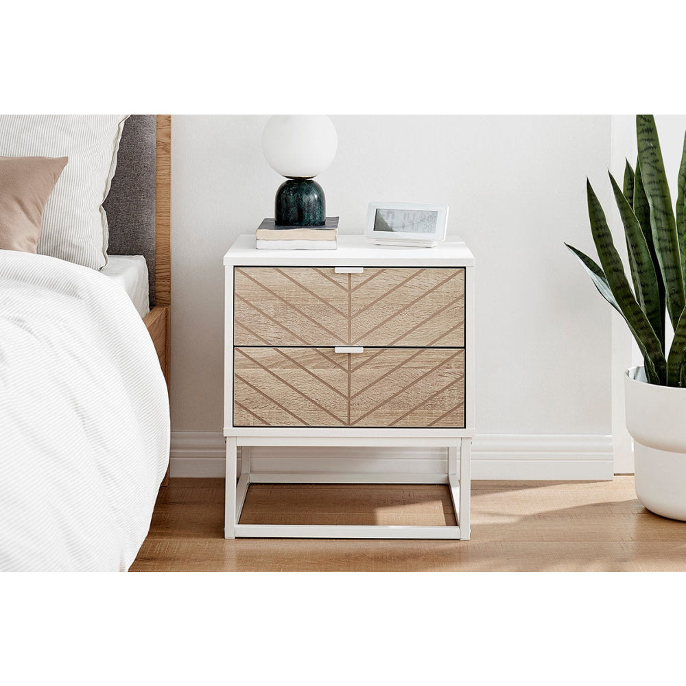 Pizzola 2 Drawer Nightstand Bedside Table White Fast shipping On sale
