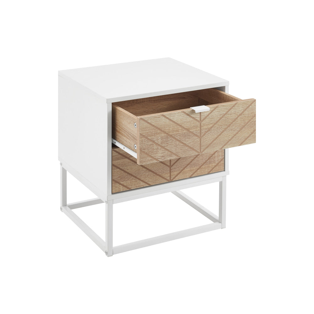 Pizzola 2 Drawer Nightstand Bedside Table White Fast shipping On sale