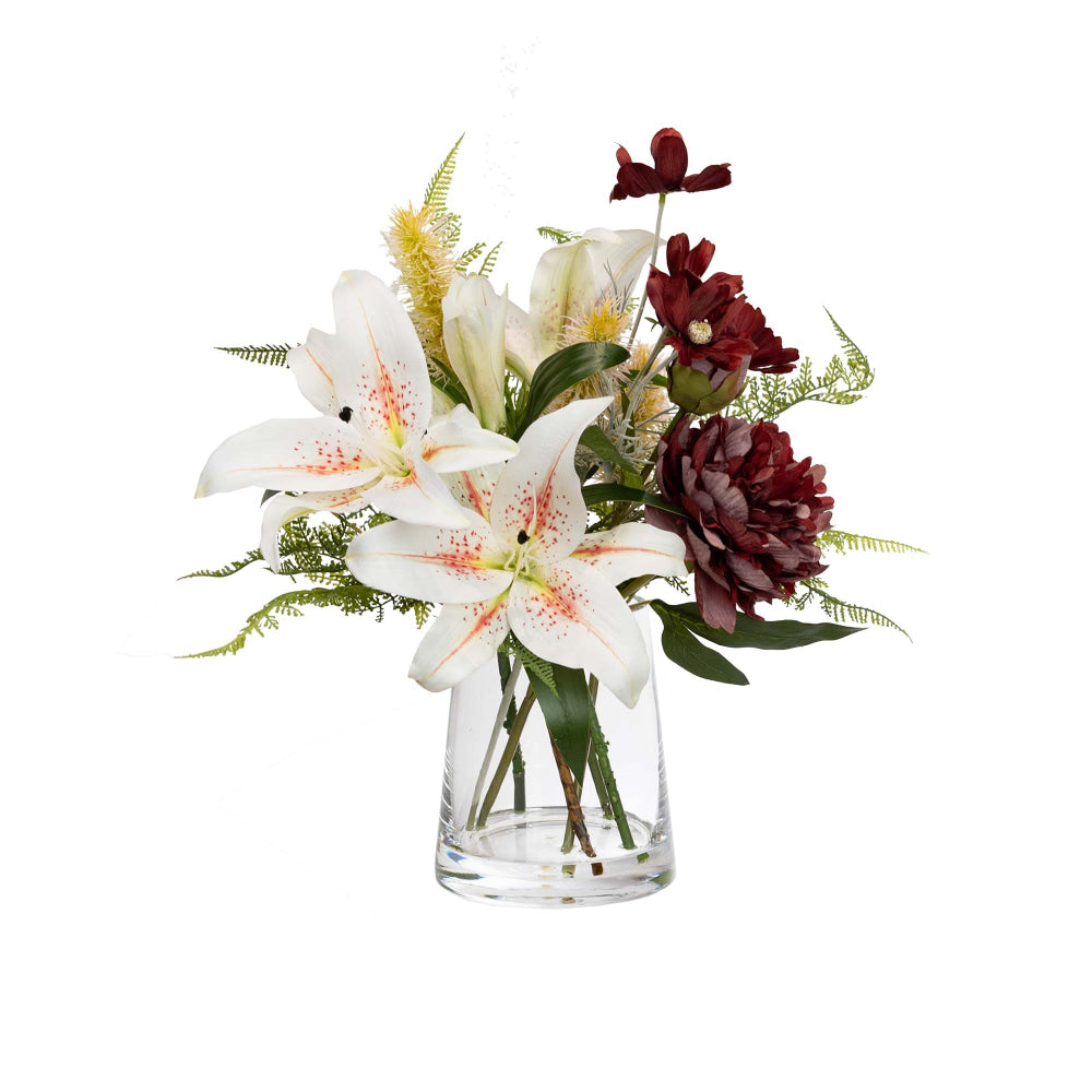 Poppy White Liliy 48cm Mixed Artificial Plant Flower Arrangement Decorative Fast shipping On sale