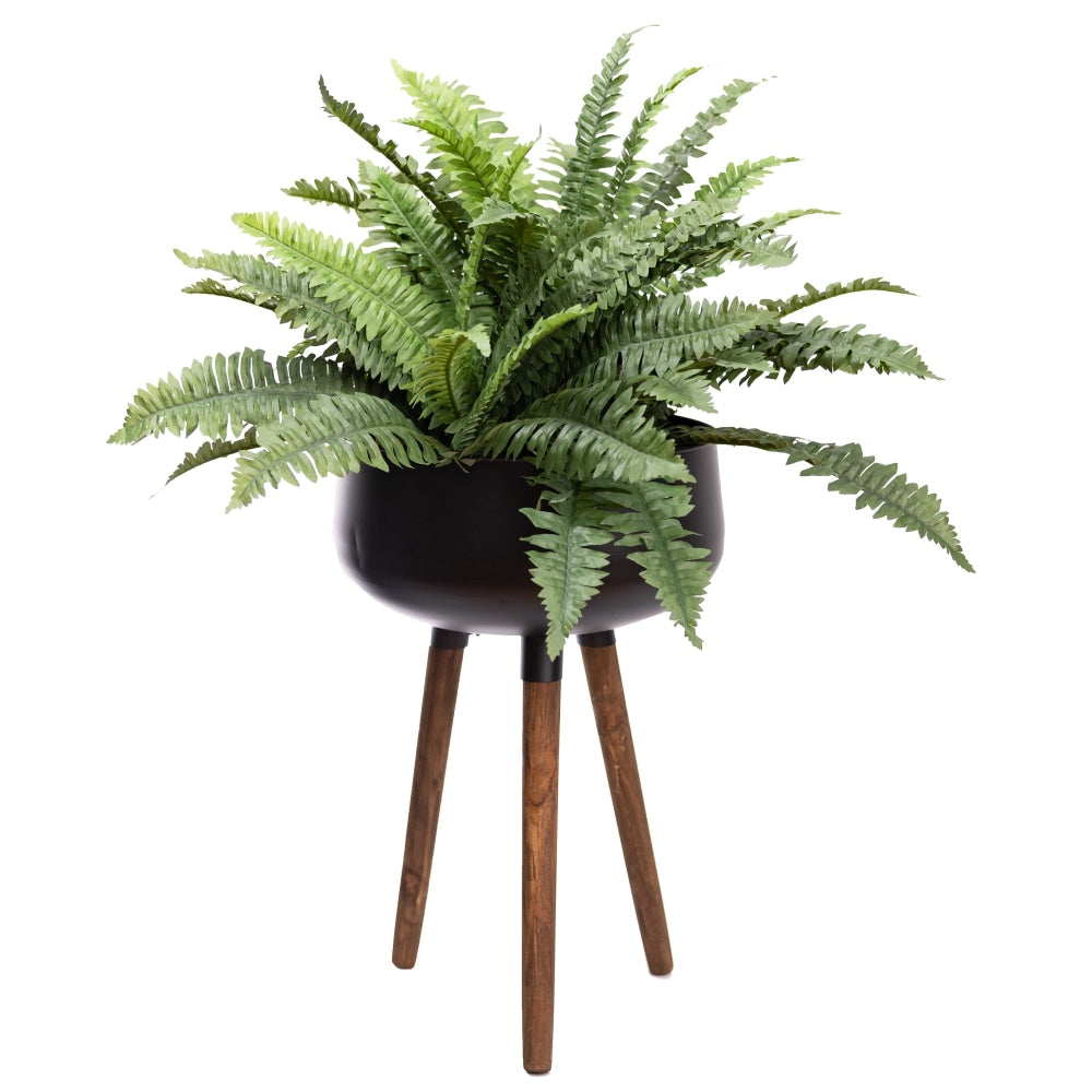 Potted Boston Fern Artificial Faux Plant Decorative With 3 Pin Planter Green Fast shipping On sale