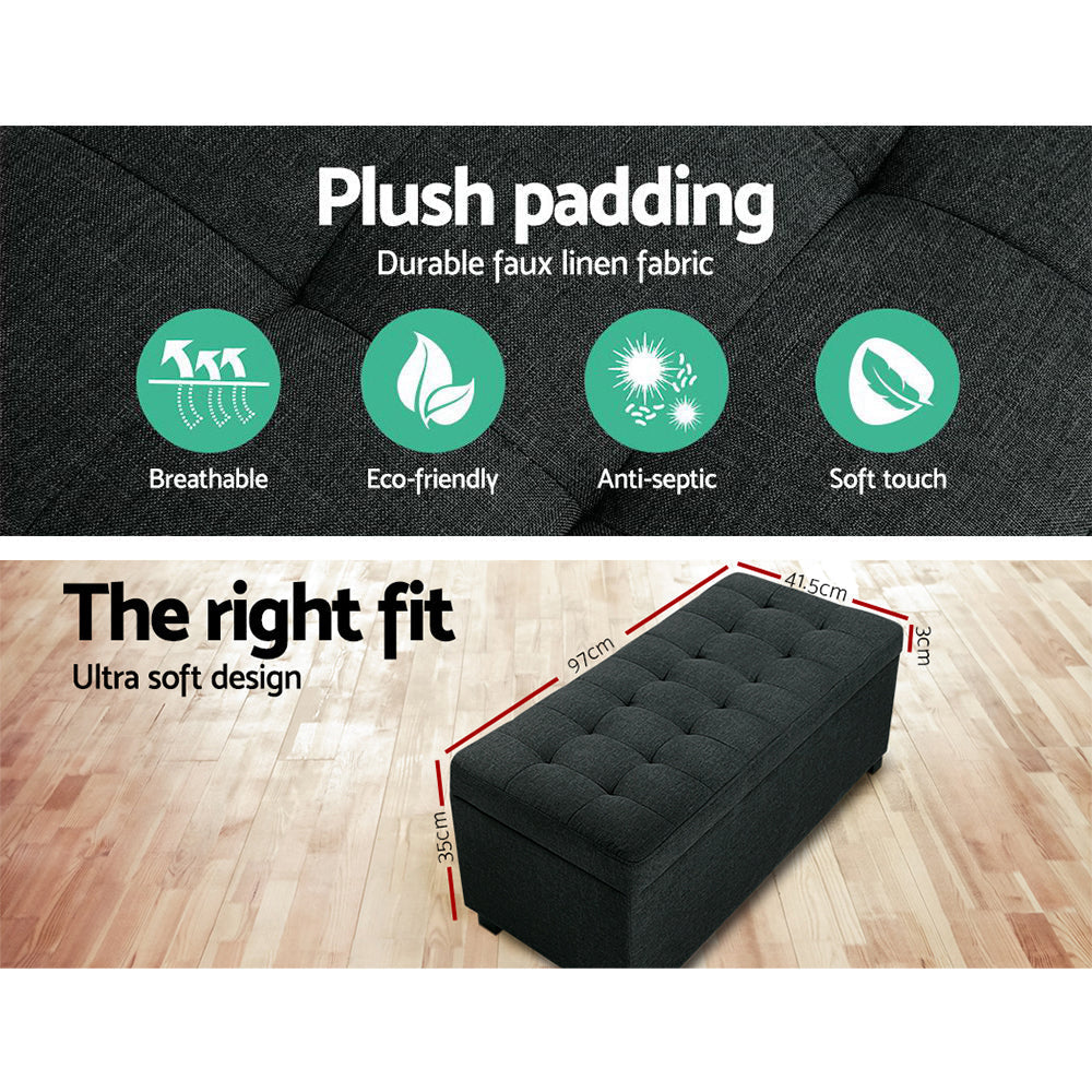 Premium Storage Ottoman - Charcoal Fast shipping On sale