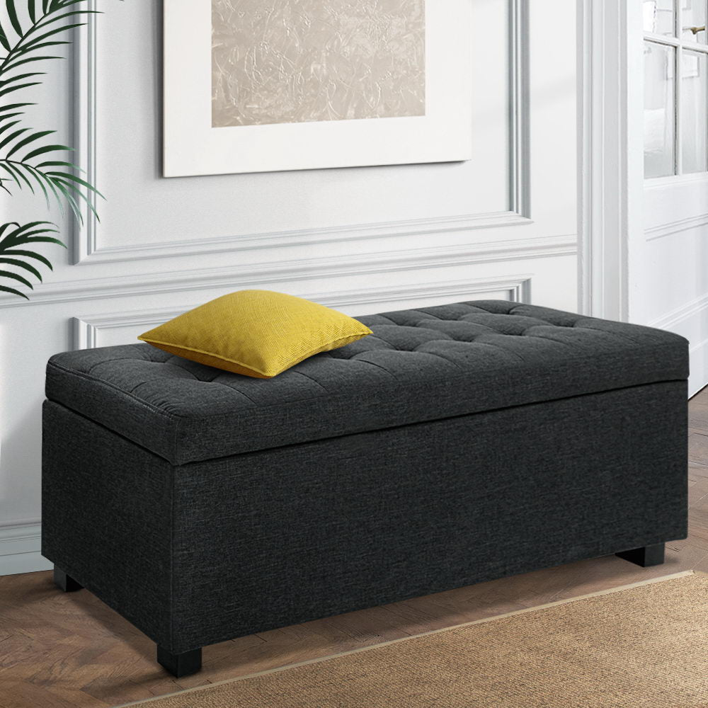 Premium Storage Ottoman - Charcoal Fast shipping On sale