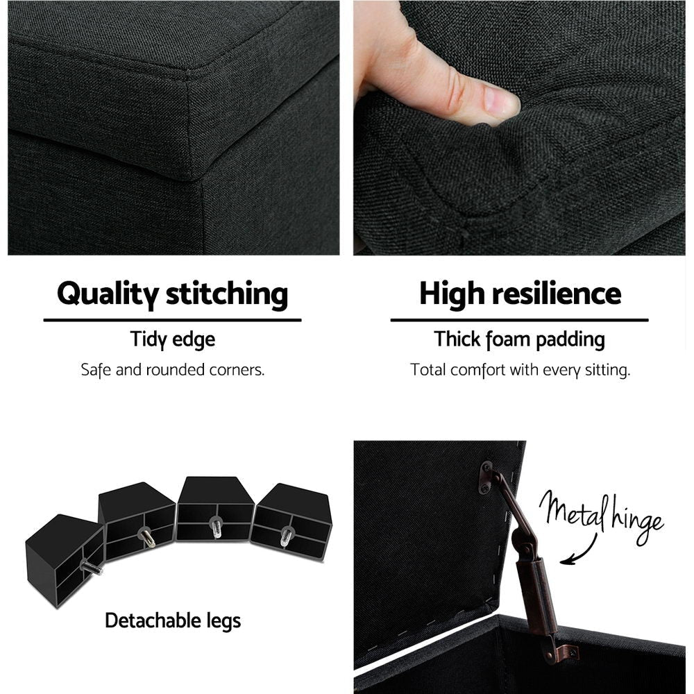 Premium Storage Ottoman - Charcoal Fast shipping On sale