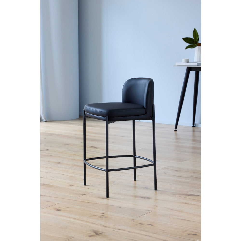 Primo Eco Leather Modern Kitchen Counter Bar Stool Metal Legs 67cm Black Fast shipping On sale