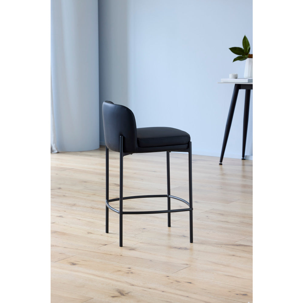 Primo Eco Leather Modern Kitchen Counter Bar Stool Metal Legs 67cm Black Fast shipping On sale