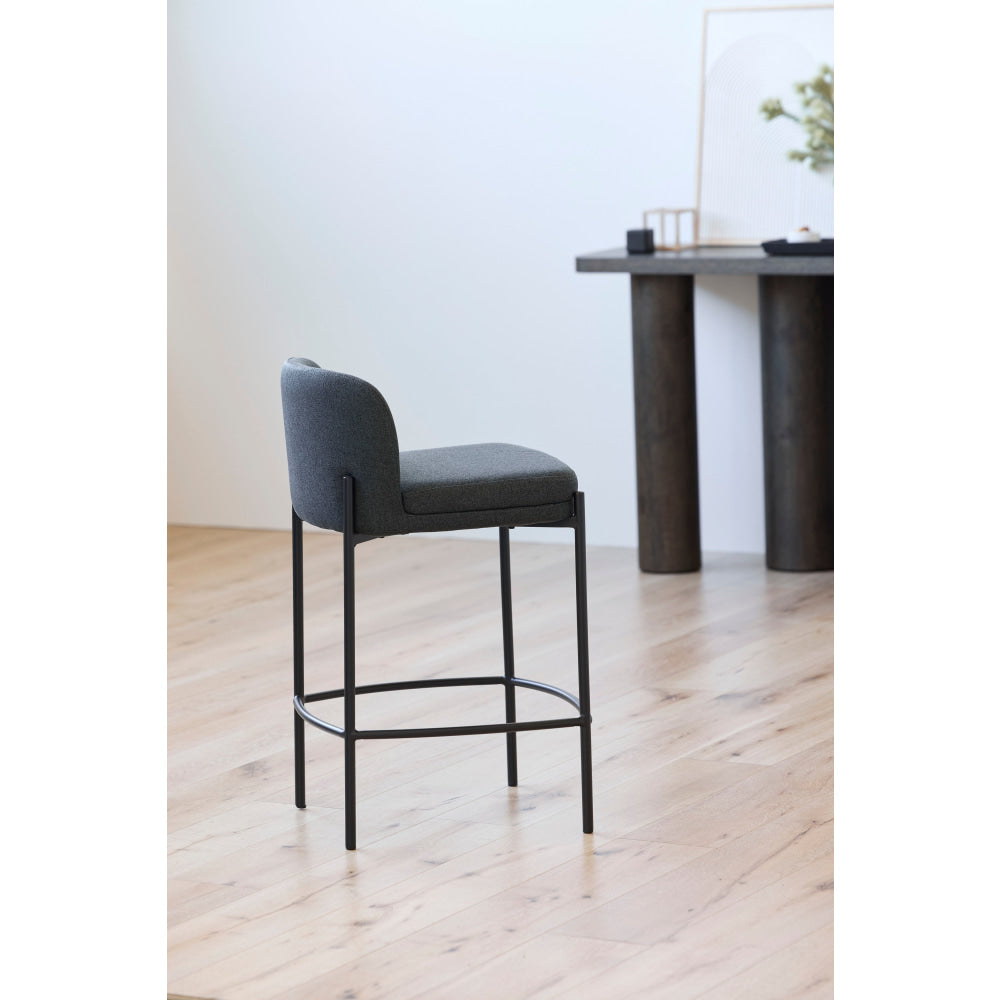 Primo Fabric Modern Kitchen Counter Bar Stool Metal Legs 67cm Charcoal Fast shipping On sale