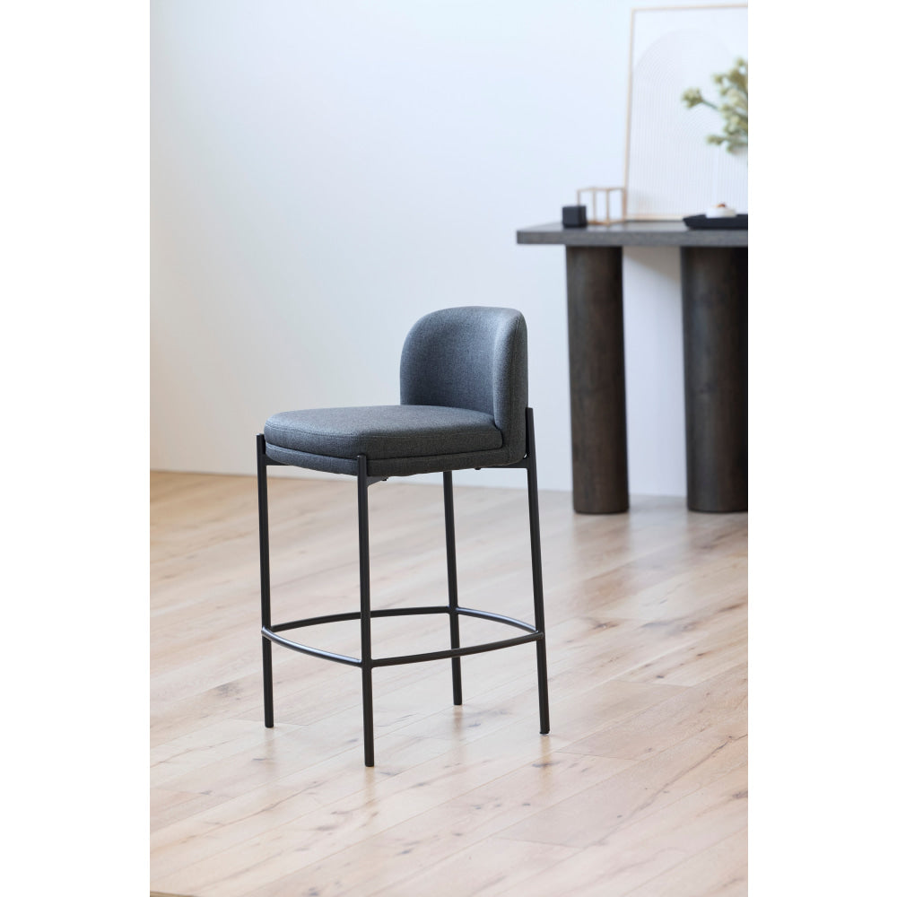 Primo Fabric Modern Kitchen Counter Bar Stool Metal Legs 67cm Charcoal Fast shipping On sale