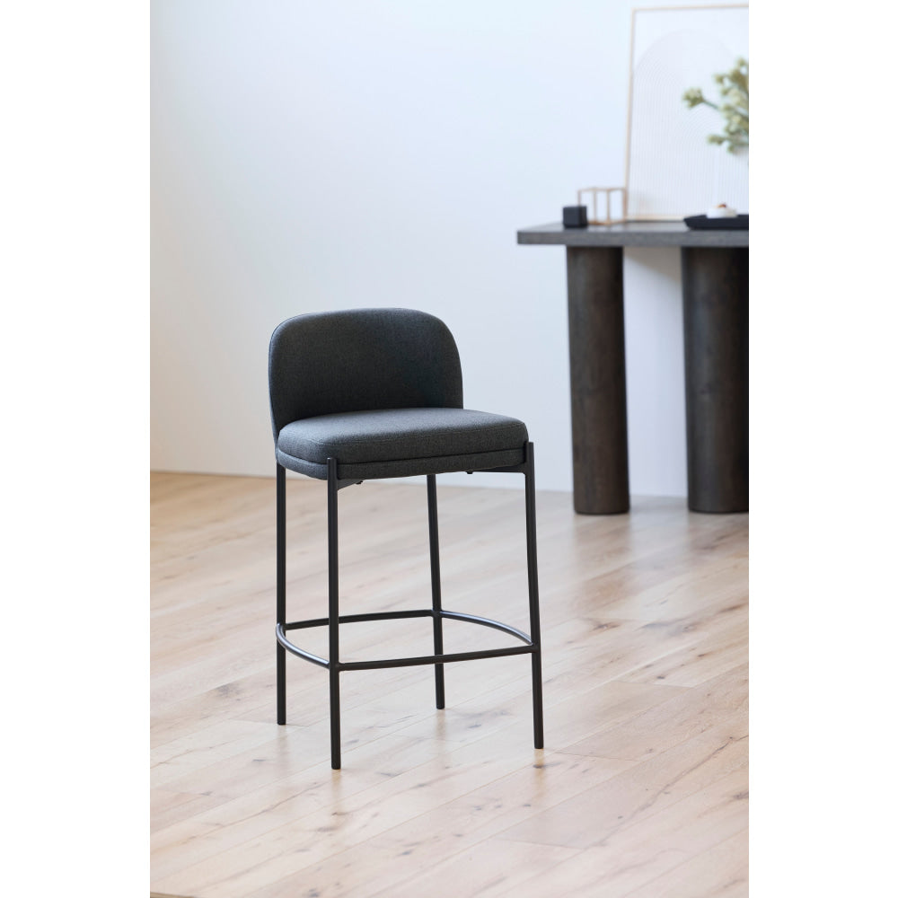 Primo Fabric Modern Kitchen Counter Bar Stool Metal Legs 67cm Charcoal Fast shipping On sale