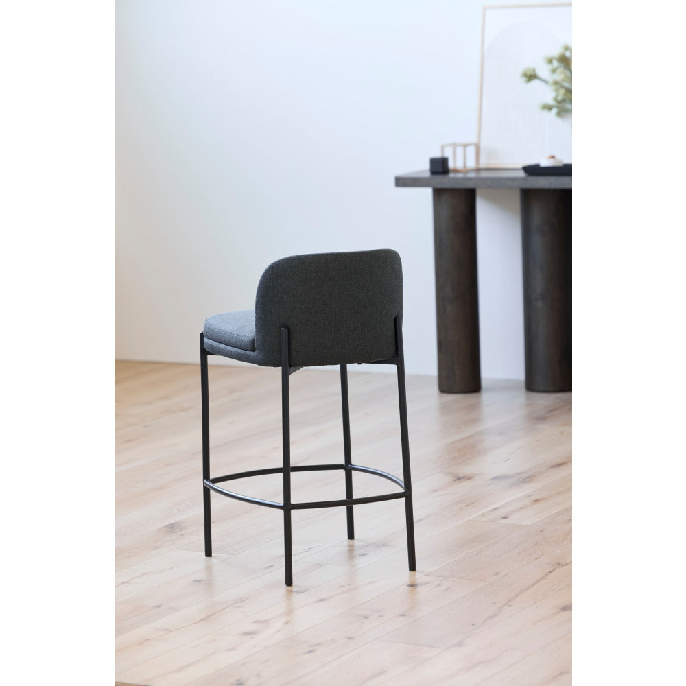 Primo Fabric Modern Kitchen Counter Bar Stool Metal Legs 67cm Charcoal Fast shipping On sale