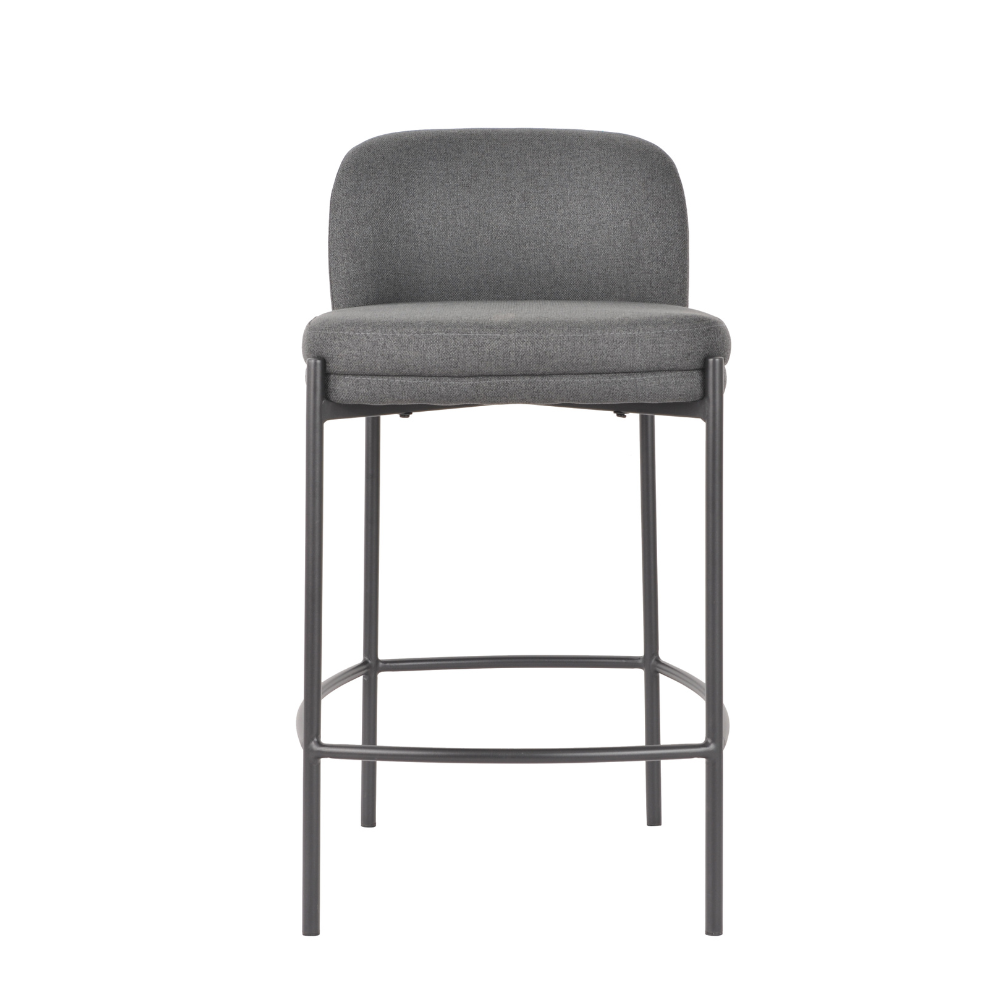 Primo Fabric Modern Kitchen Counter Bar Stool Metal Legs 67cm Charcoal Fast shipping On sale