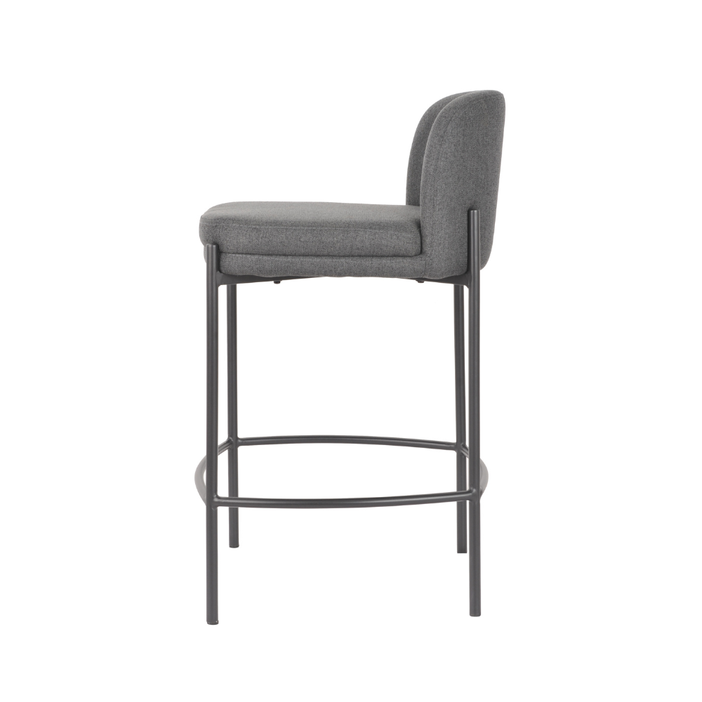 Primo Fabric Modern Kitchen Counter Bar Stool Metal Legs 67cm Charcoal Fast shipping On sale