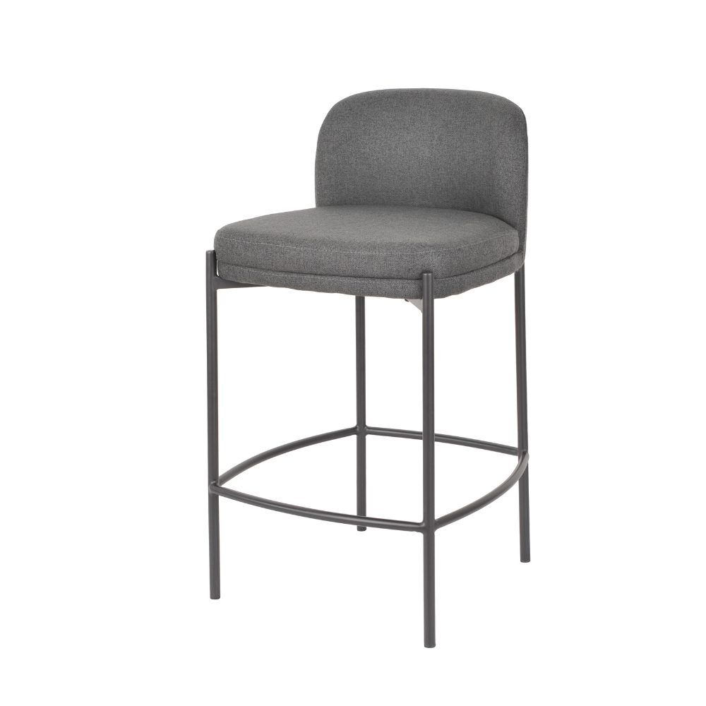 Primo Fabric Modern Kitchen Counter Bar Stool Metal Legs 67cm Charcoal Fast shipping On sale