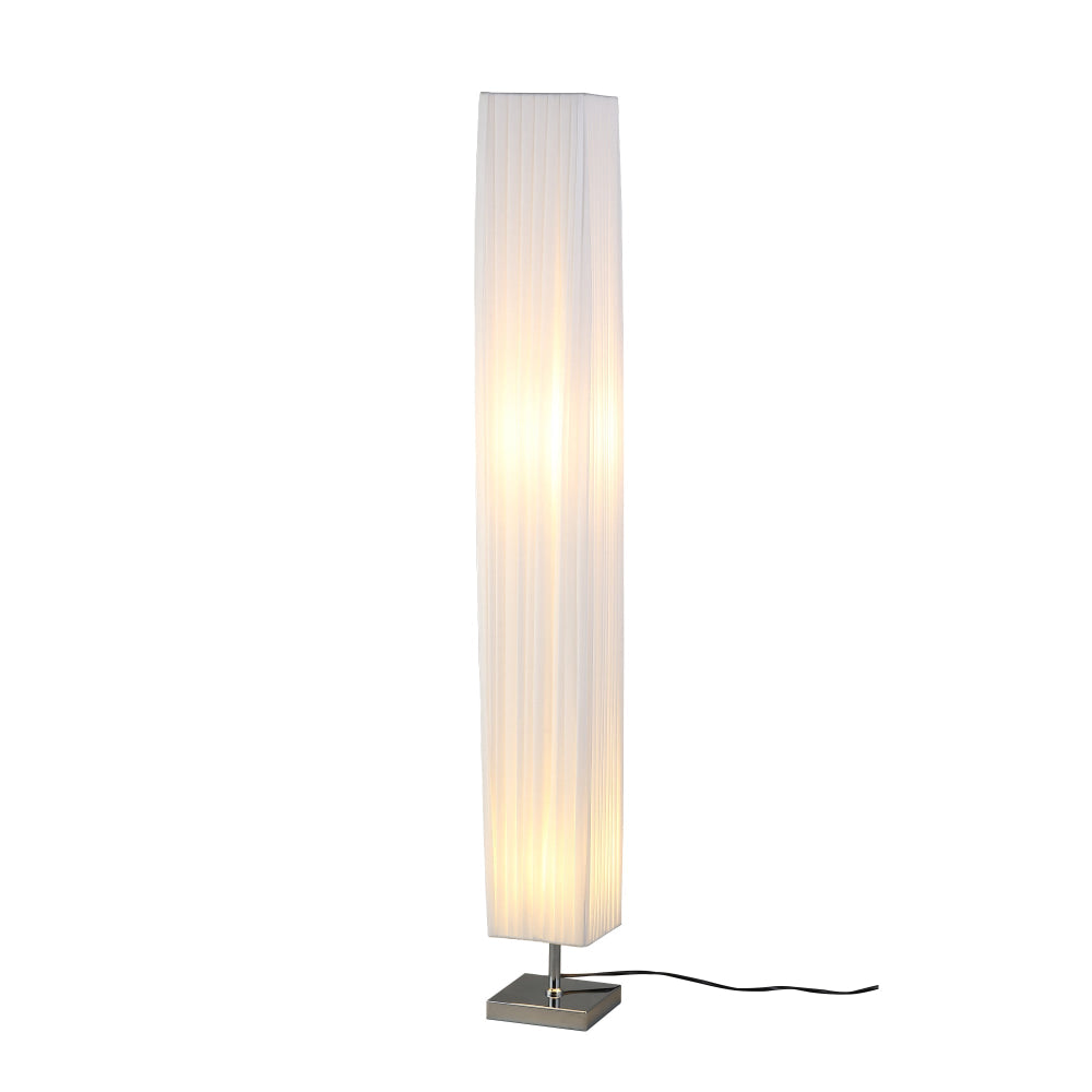 Primrose Modern Metal Chrome Base Fabric Shade Floor Standing Light Lamp White Fast shipping On sale