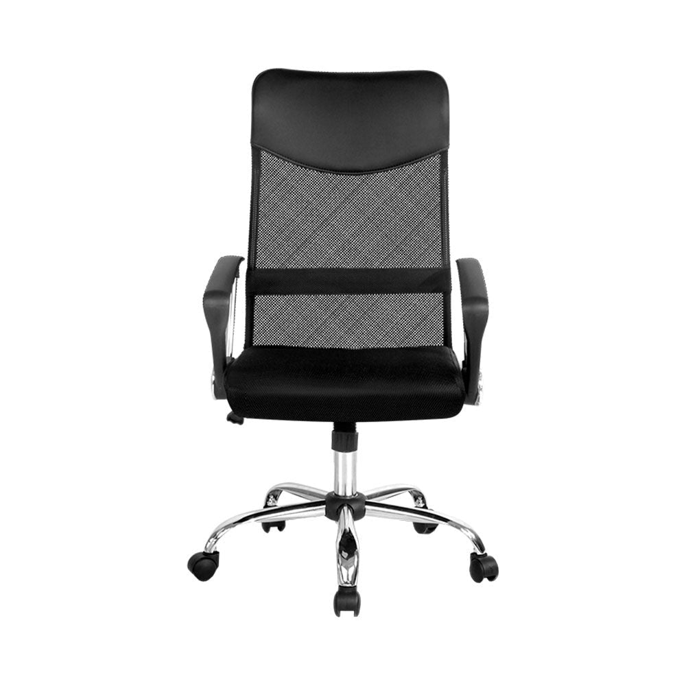 PU Leather Mesh High Back Office Chair - Black Fast shipping On sale