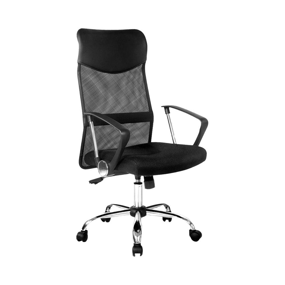 PU Leather Mesh High Back Office Chair - Black Fast shipping On sale