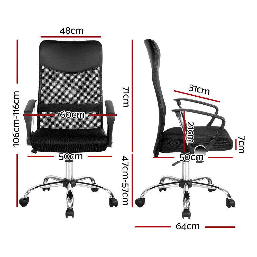 PU Leather Mesh High Back Office Chair - Black Fast shipping On sale