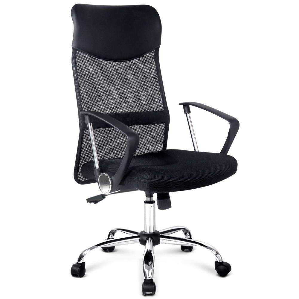 PU Leather Mesh High Back Office Chair - Black Fast shipping On sale