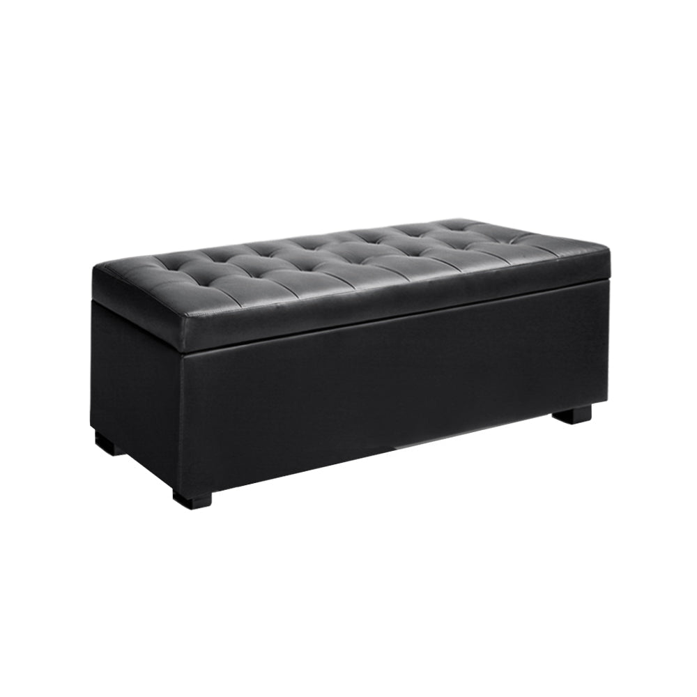 PU Leather Storage Ottoman - Black Fast shipping On sale