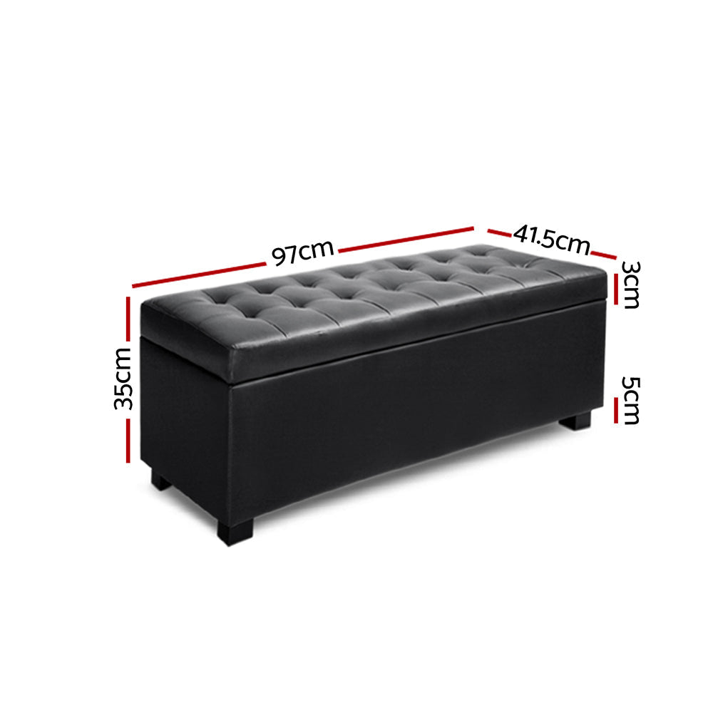 PU Leather Storage Ottoman - Black Fast shipping On sale