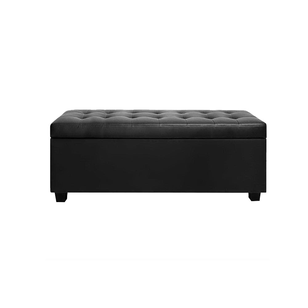 PU Leather Storage Ottoman - Black Fast shipping On sale