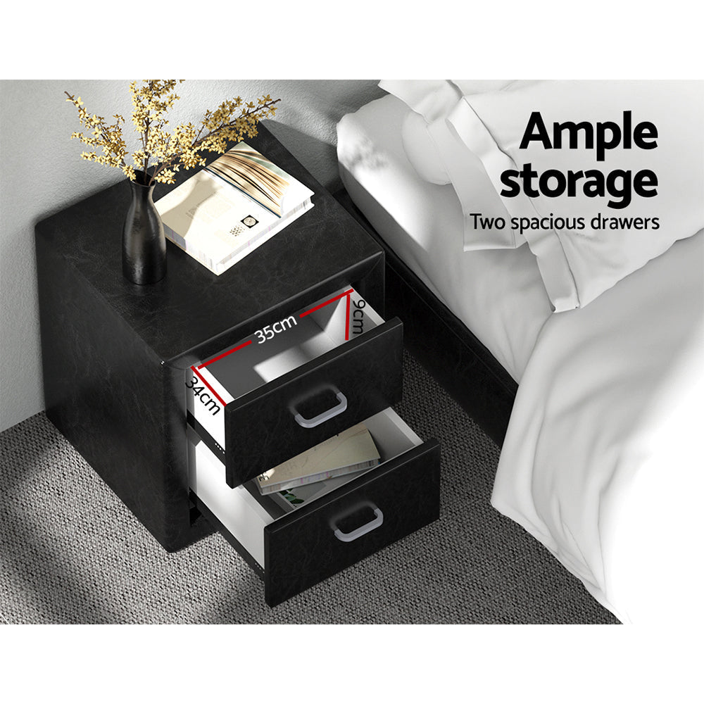 PVC Leather Bedside Table - Black Fast shipping On sale