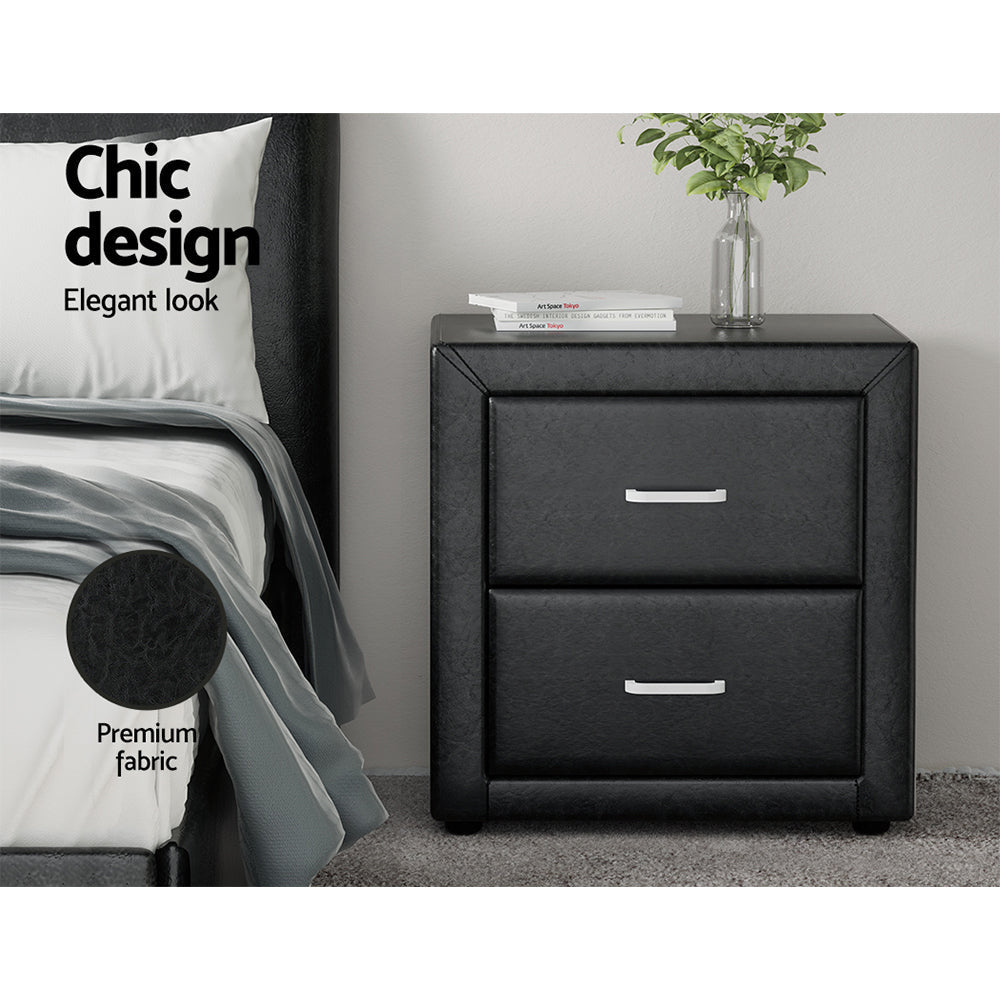 PVC Leather Bedside Table - Black Fast shipping On sale