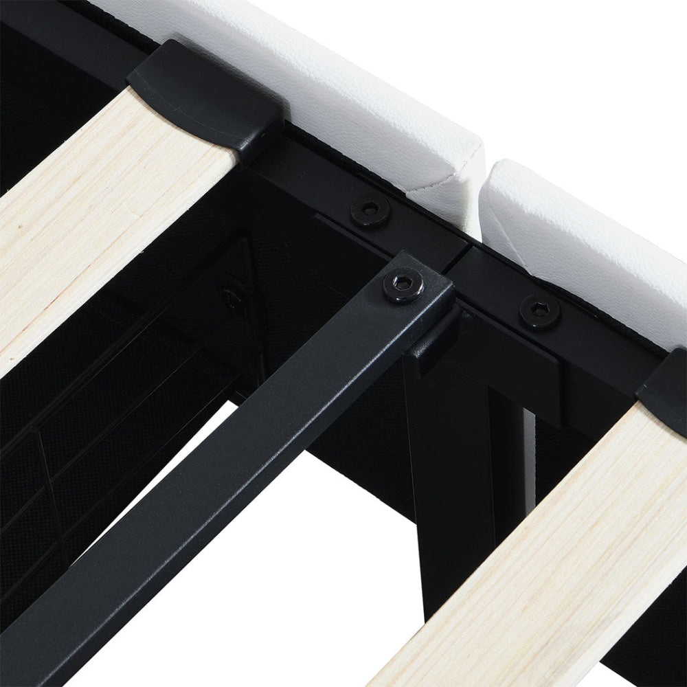 Queen Bed Frame with Adjustable LED Headboard & USB Ports (White) Fast shipping On sale