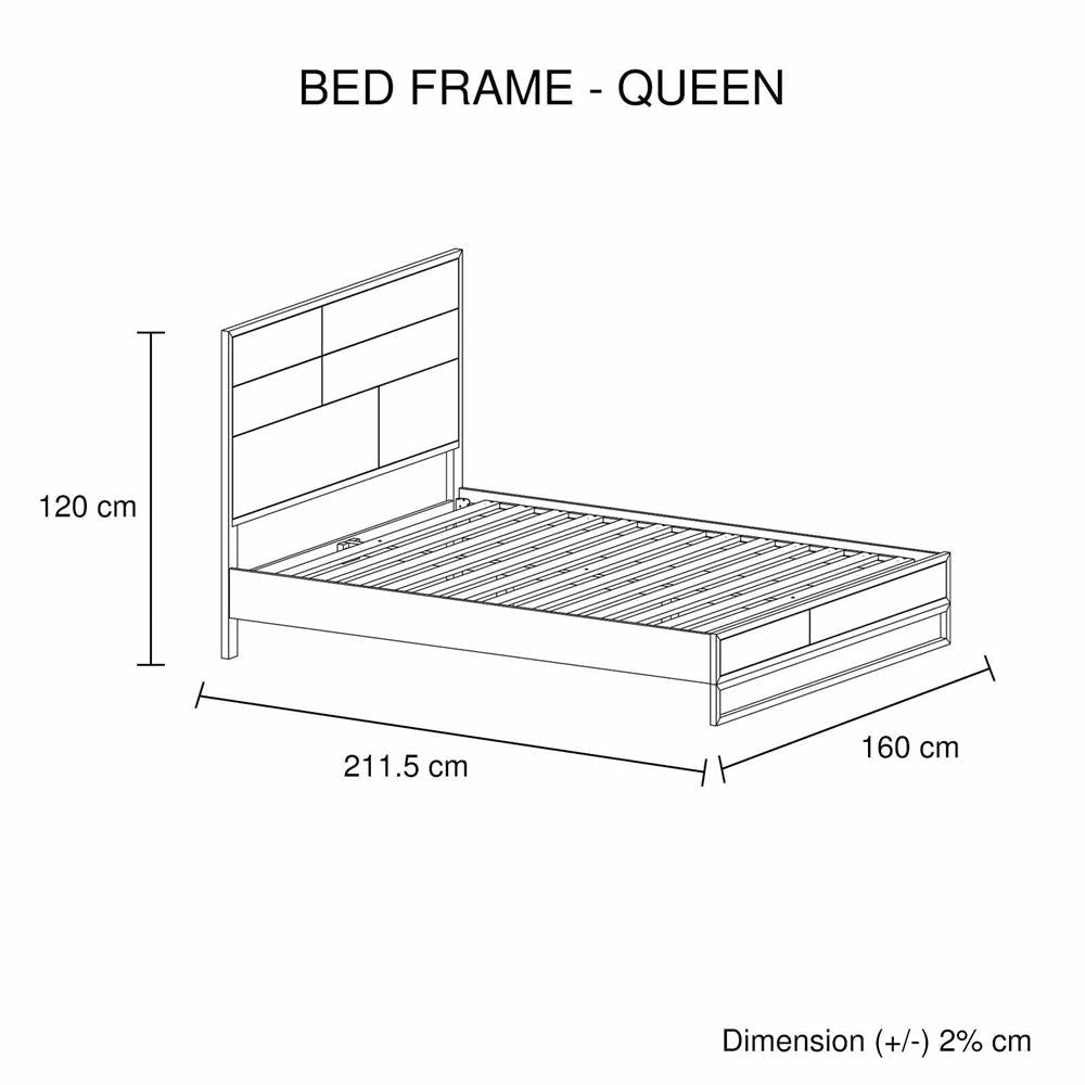 Queen size Bed Frame Solid Wood Acacia Veneered Bedroom Furniture Steel Legs Fast shipping On sale