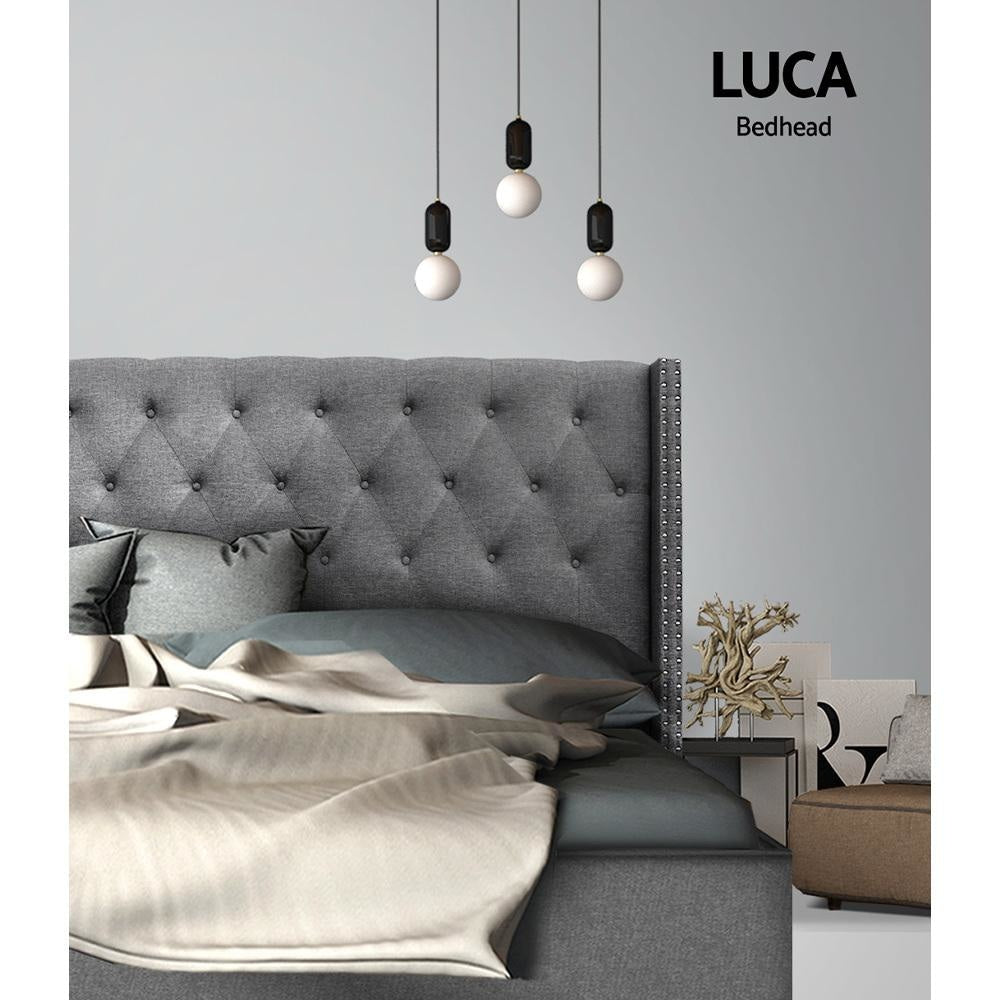 Queen Size Bed Head Headboard Bedhead Fabric Frame Base Grey LUCA Fast shipping On sale