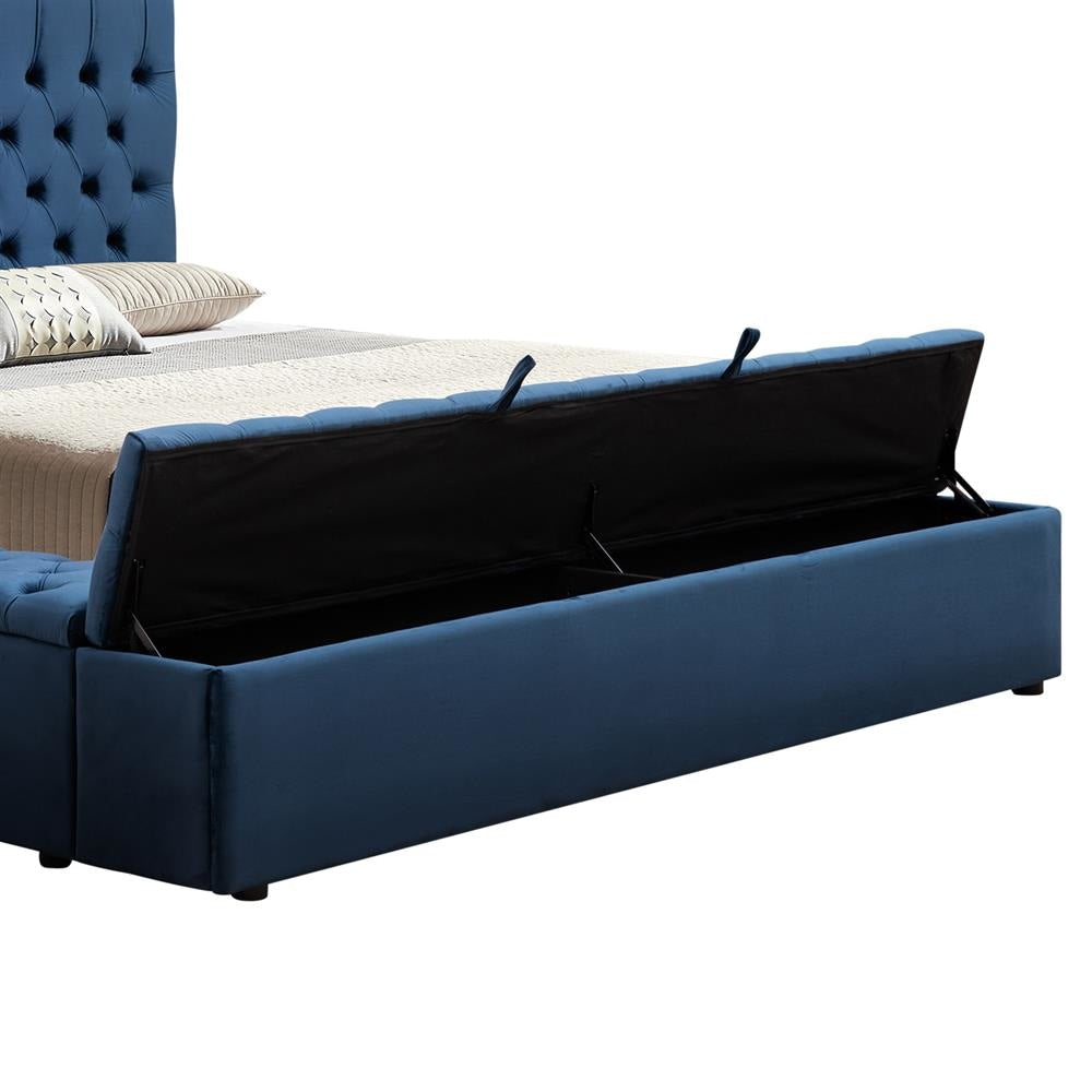 Queen Size Bedframe Velvet Upholstery Deep Blue Colour Tufted Headboard Quilting Bed Frame Fast shipping On sale