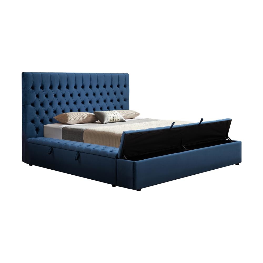 Queen Size Bedframe Velvet Upholstery Deep Blue Colour Tufted Headboard Quilting Bed Frame Fast shipping On sale