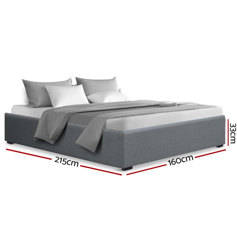 Queen Size Gas Lift Bed Frame Base With Storage Platform Fabric Fast shipping On sale
