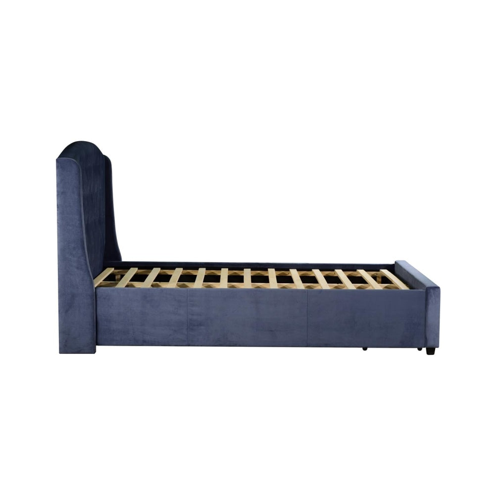 Queen Size Storage Bed Frame Upholtery Navy Blue Fabric with 2 Drawers Fast shipping On sale