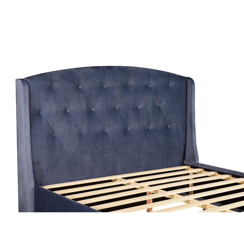 Queen Size Storage Bed Frame Upholtery Navy Blue Fabric with 2 Drawers Fast shipping On sale