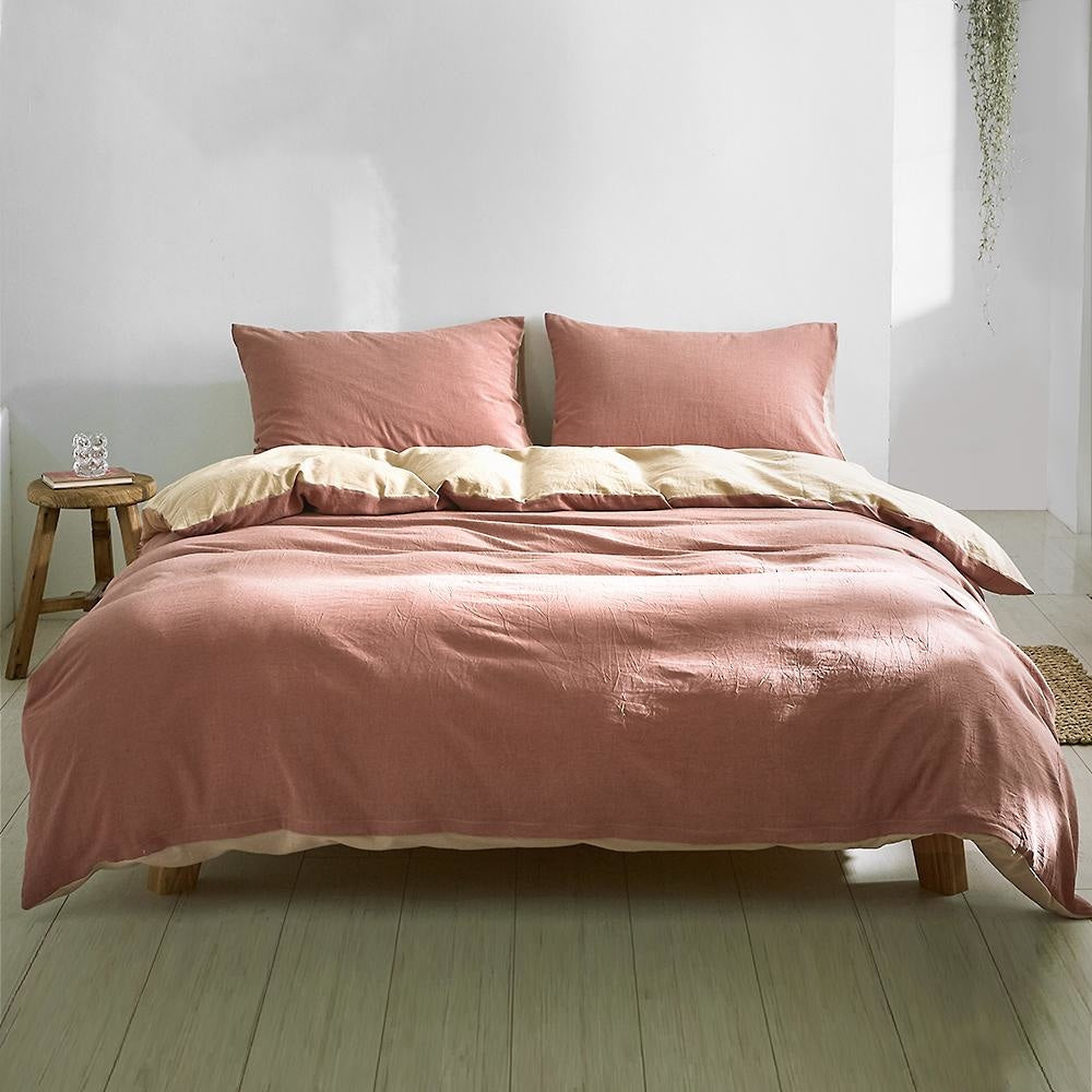 Quilt Cover Set Cotton Duvet Single Red Beige Fast shipping On sale