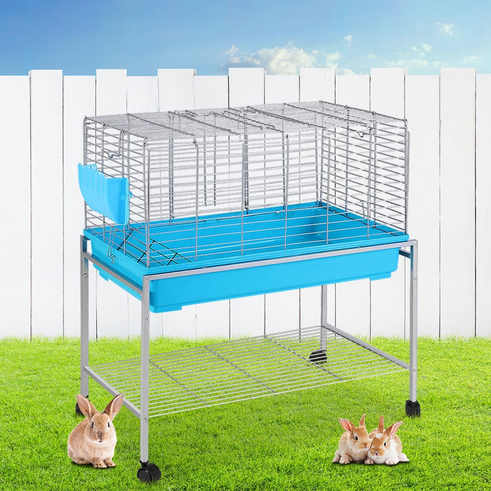 Rabbit Cage Hutch Cages Indoor Hamster Enclosure Carrier Bunny Blue Farm Supplies Fast shipping On sale