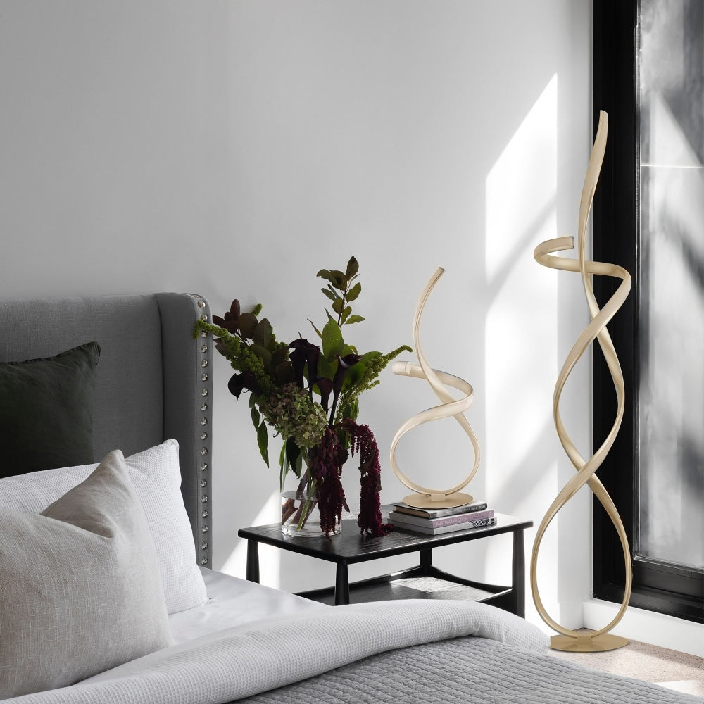 Ramona LED Light Spiral Floor Lamp Curvy Reading Bedside - Gold Fast shipping On sale